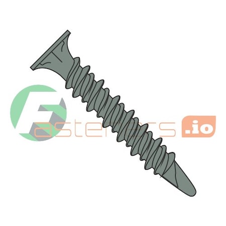 Newport Fasteners Self-Drilling Screw, #8 x 1-5/8 in, Green Ceramic Steel Wafer Head Phillips Drive, 1000 PK 868688